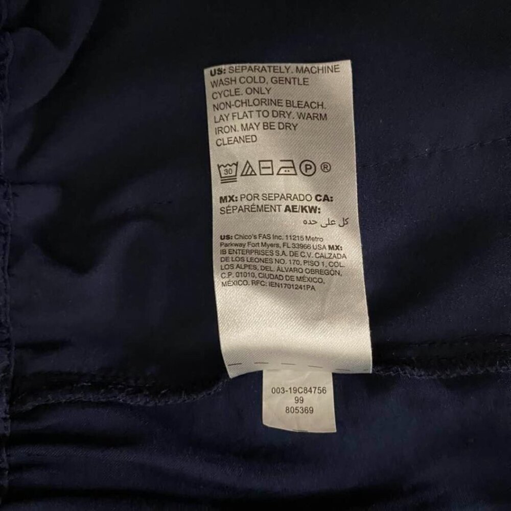 Chico's Navy Blue Super Comfortable Elastic Waist Wide Leg Pants With Pockets - Picture 7 of 10